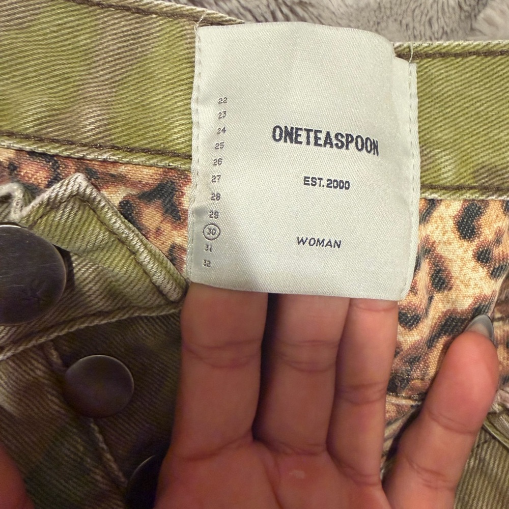 One Teaspoon Camo Shorts with Leopard Trim - Picture 2 of 3